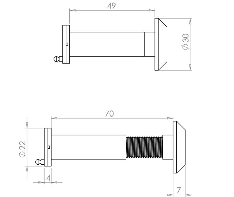 Jedo 180 Degree Door Viewers to Fit 40-65mm Doors - Image 2