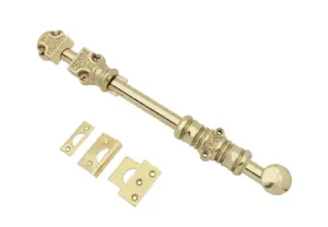 Surface Sliding Bolt-12"|12 inch|Door Bolt|Bolt with Decorative knobs|Oval knob Sliding Bolts|Polished Brass